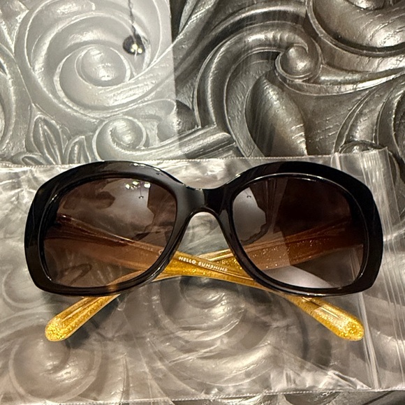 Kate Spade Jakalyn Cat Eye Black and Gold Glitter Sunglasses - Picture 2 of 11